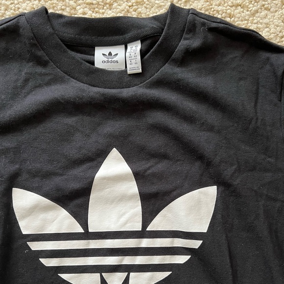 New Adidas Originals Trefoil Tee shirt top black logo short sleeve active medium - Picture 3 of 4